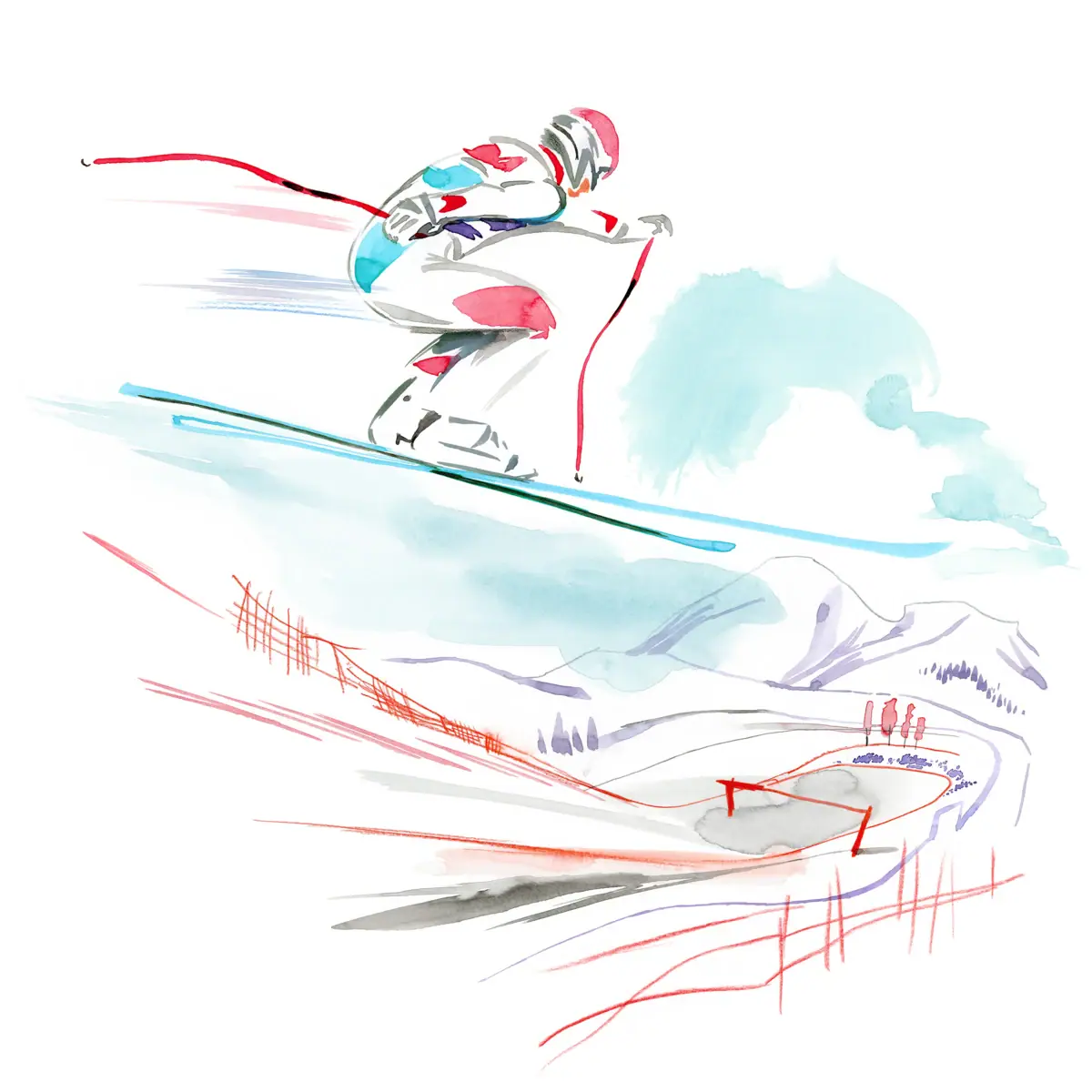 Illustration Skifahren Kitzbühel – Hahnenkamm & Streif direkt vor der Tür