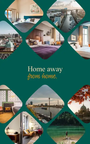 Collage verschiedener Hotelzimmer der HENRI Hotels